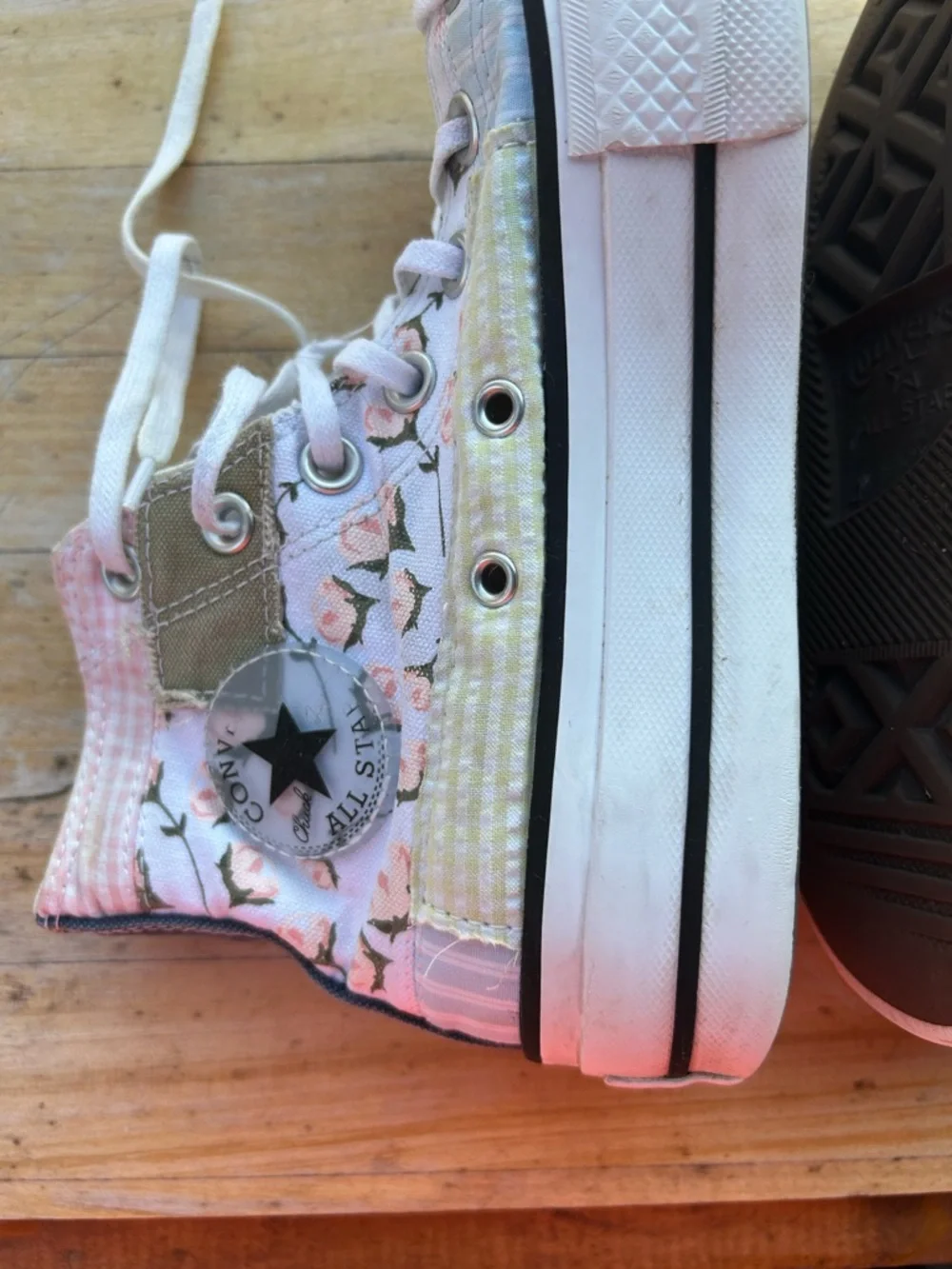 Converse High Top Picnic Patchwork Lifted Youth Sneaker Shoes Size 6